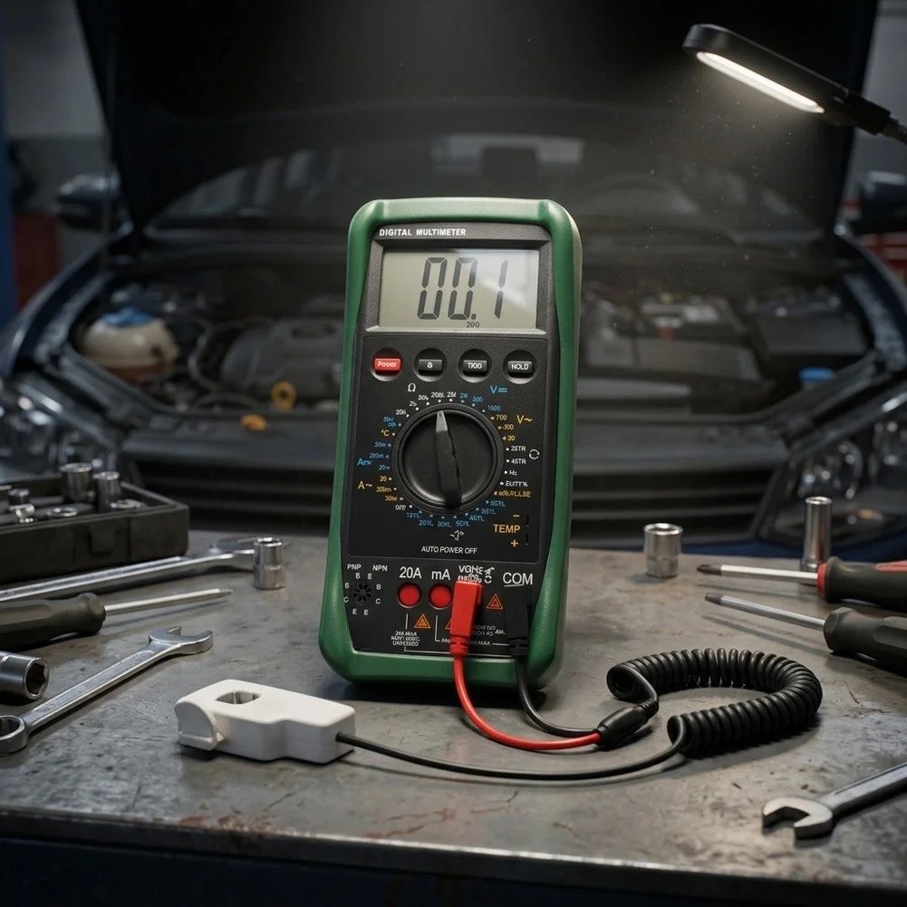 DY2201D Automotive Grade Digital Multimeter for Battery Testing AC DC Voltage Current Resistance Frequency Width