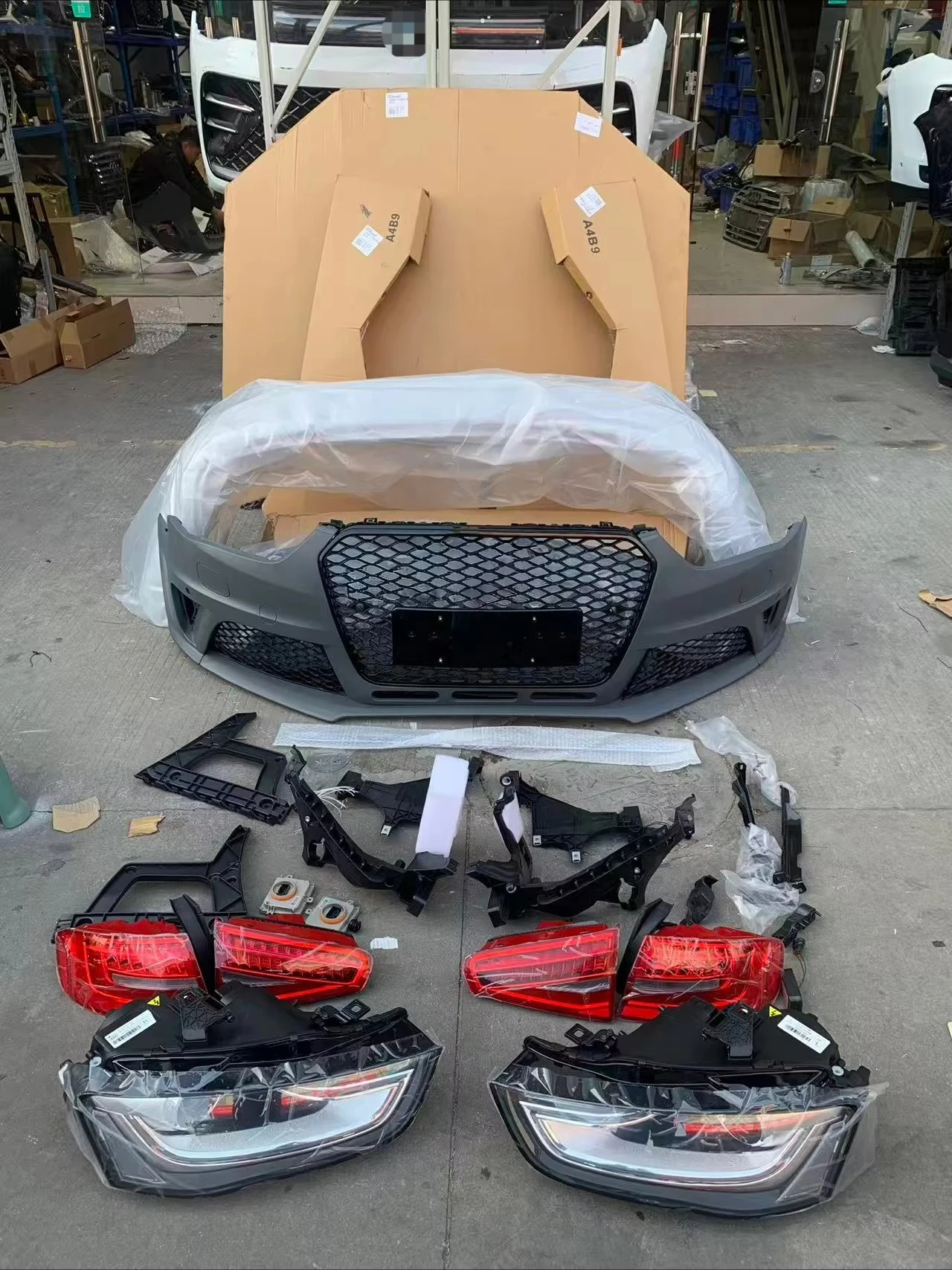 Front Rear Bumpers Headlights Hood Body Kits for Audi A4 S4 B8 2008 2009 2010 2011 2012