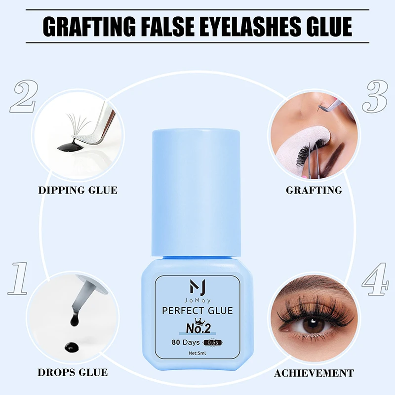 JOMAY 5ml Eyelash Extensions Glue 0.5 Second Fast Drying Strong Lash Adhesive 8 Weeks Retention Volume Makeup Tools