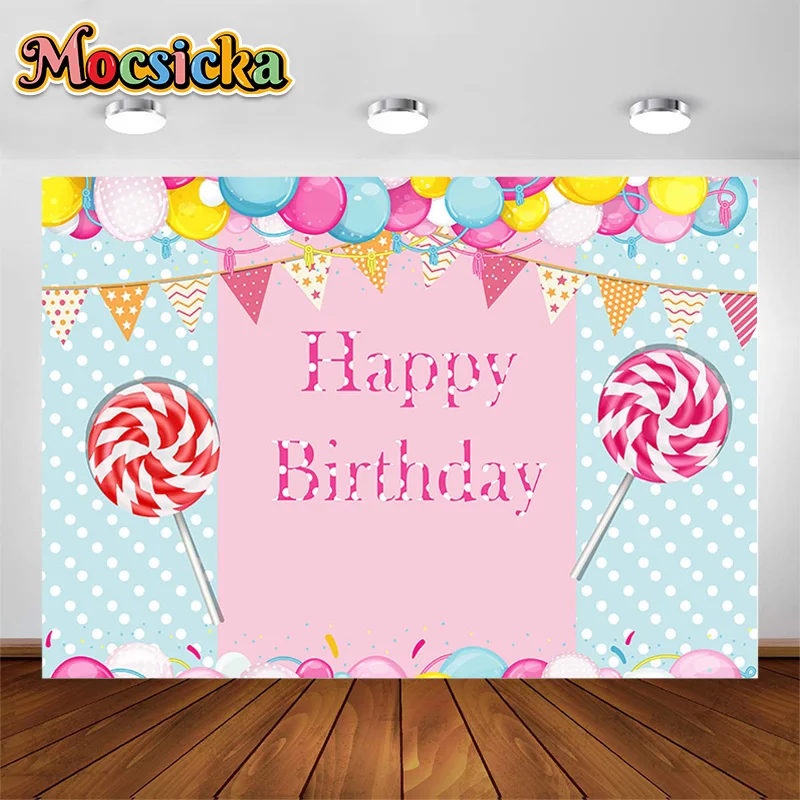 

Mocsicka Birthday Party Backdrop Baby Sweet Candyland Donut Cake Newborn Photography Background Photo Studio Photozone Decor