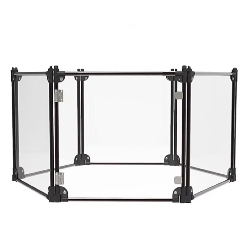 Transparent pet fence metal foldable safe portable shell for indoor and outdoor use