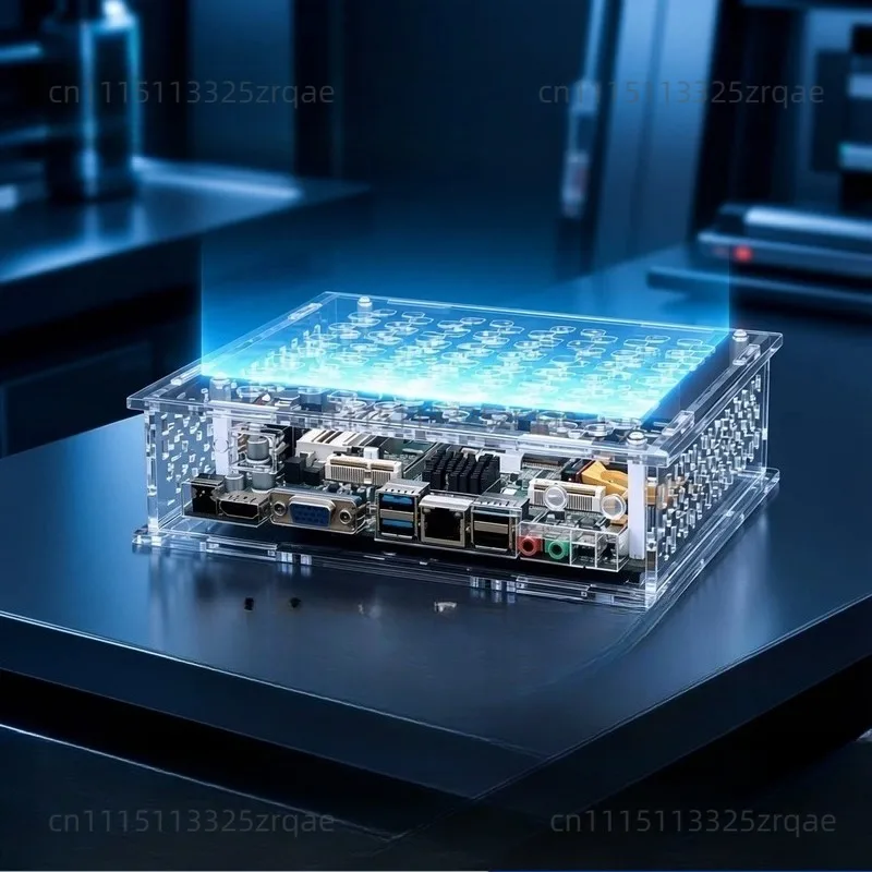 Mini Compact Acrylic Computer Case Transparent DIY Motherboard Enclosure Built In DC Industrial Control Portable PC Shell