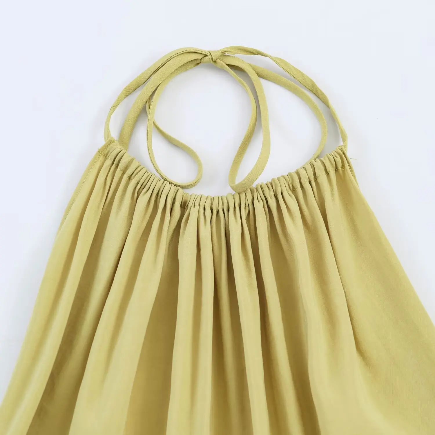 TFMLN Damen rückenfreies Neckholder-Maxikleid, elegantes, einfarbiges, lockeres Kleid mit Schnürung und Ärmeln, Sommer 2026, für Damen, Party, Abendrobe – Detail 6