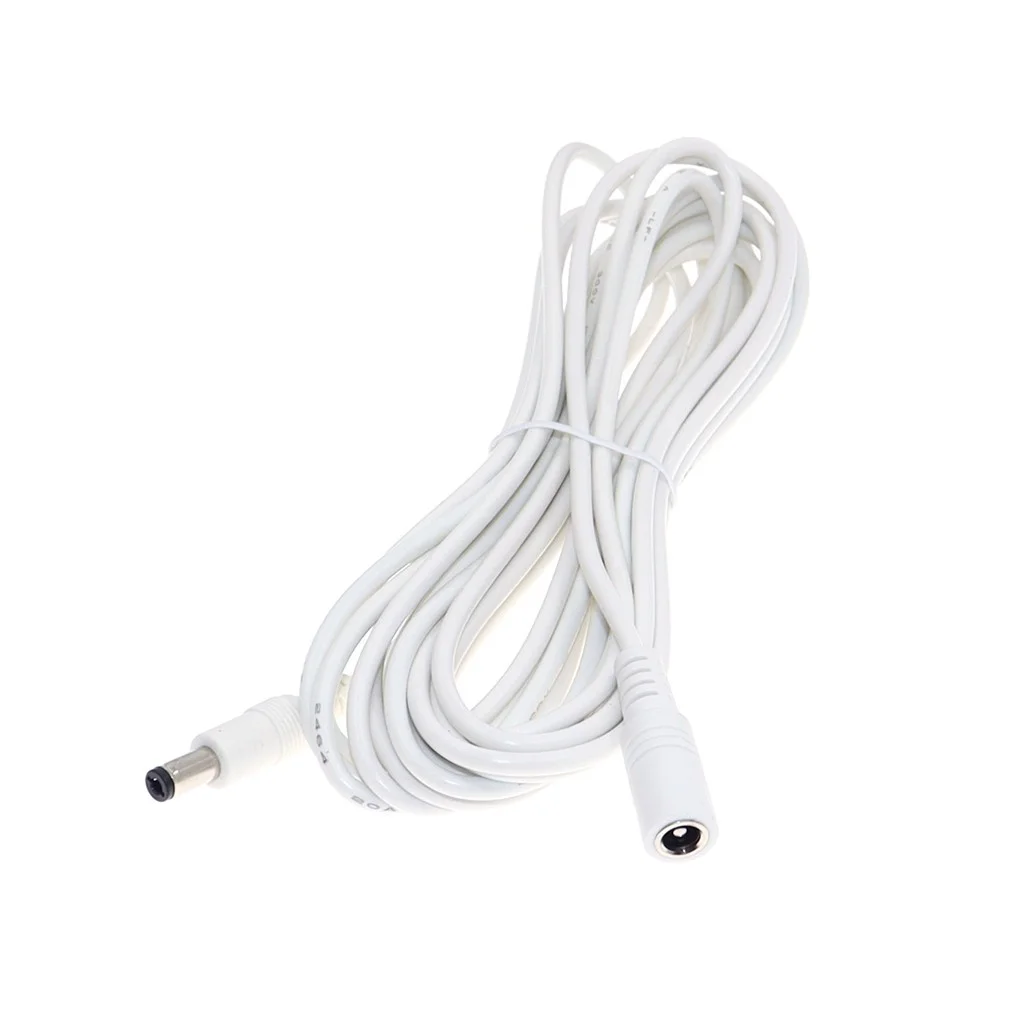 

White 12V DC Power Extension Cable DC5.5*2.1 Female To Male Plug Adapter Power Pord 1m/3m/5m 5.5*2.1mm