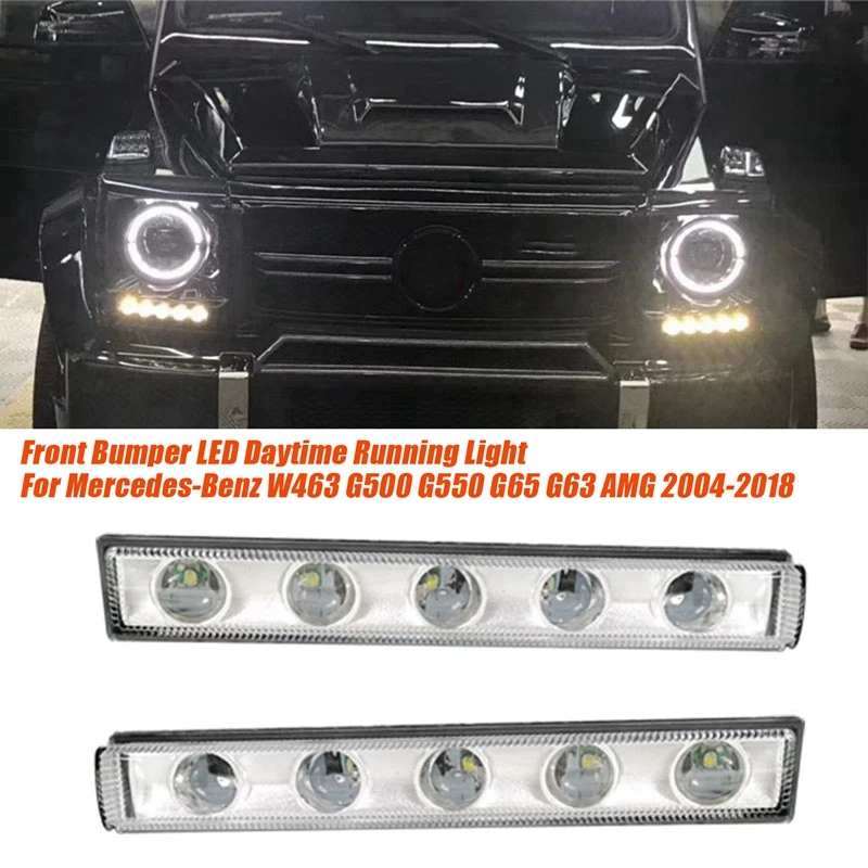 1Pair Front Bumper DRL LED Daytime Running Light For Mercedes-Benz W463 G500 G550 G65 G63 AMG 2004-2018 Indicator Lamp