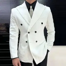 Blazer de lino italiano de estilo britÔnico para Hombre, Blazer versÔtil de cuello ancho, traje de graduación, Vintage, Burdeos