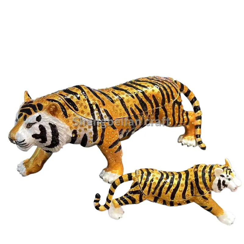 

Metal Craft Enamel 9/2000 Animal Tiger figurine Jewelry Box Counter Decoration Bithday Gift Trinket Box For Home Decoration