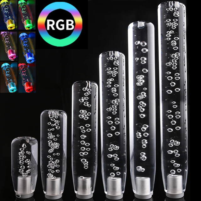 Uniwersalna gałka zmiany biegów RGB ze światłem/bez światła kryształowa ręczna skrzynia biegów Bubble Gear Shifter 10cm/15cm/20cm/25cm/30cm
