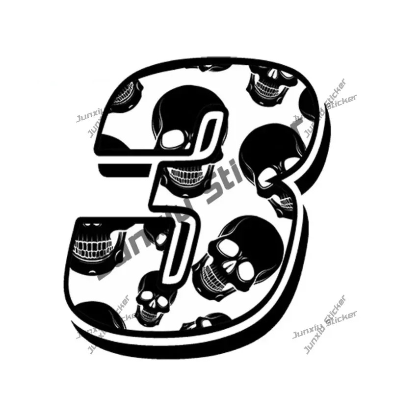 

Personalized Black Number Red White Skull Camouflage Racing Digital Car Stickers High Quality Occlusion Scratch Decor Graphic