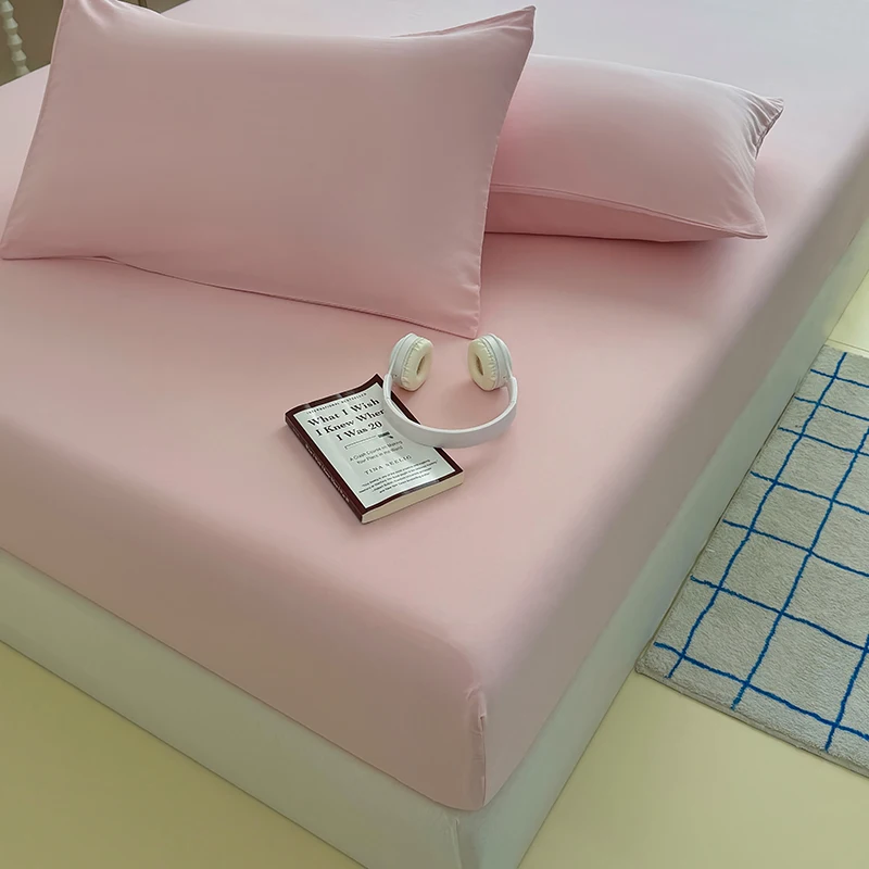 Washed Fitted Sheet with Elastic Bands Non Slip Adjustable Mattress Cover for Single Double King Queen Bed 90x200 150x200 180