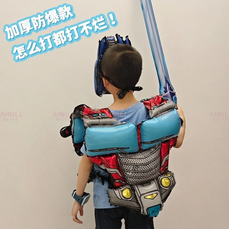 Transformateurs armure dessin animé ballon pour enfants masque portable et armure épée ensemble gonflable épaissi ballon cadeau de fête des enfants