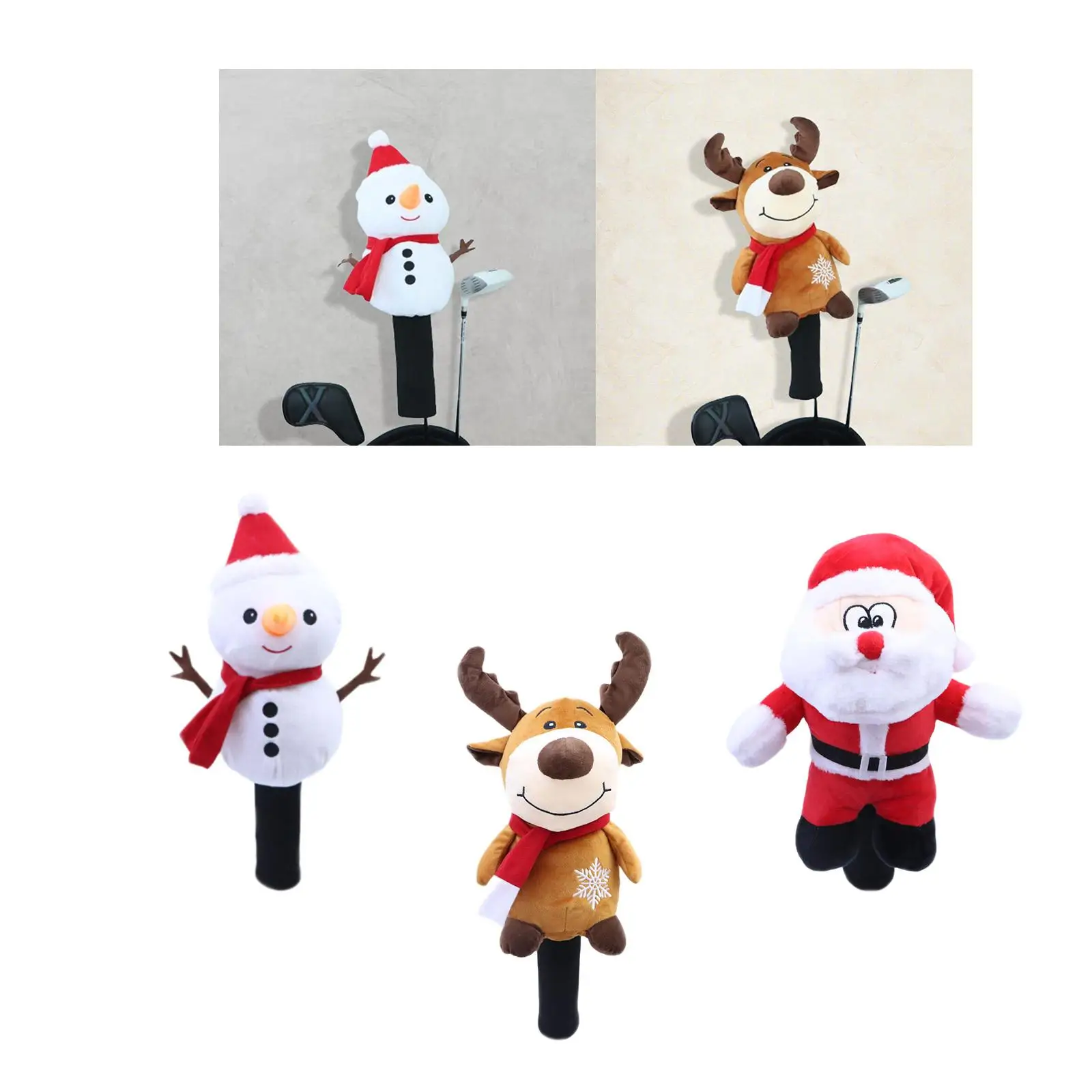 Christmas Animal Head Golf Wood Headcover for No Wood 1 Golf Accessory Club Giveaway Guard Portable Novelty Golf Club Head Cover