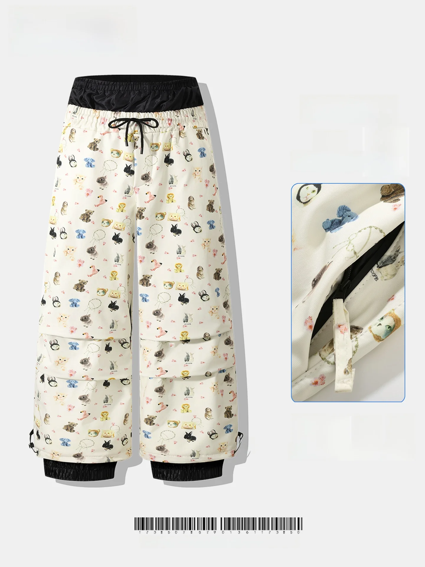 neutral-oversize-dog-print-design-ski-pants-waterproof-fleece-lined-warm-freestyle-snow-pants-bxpb-polyester-fiber
