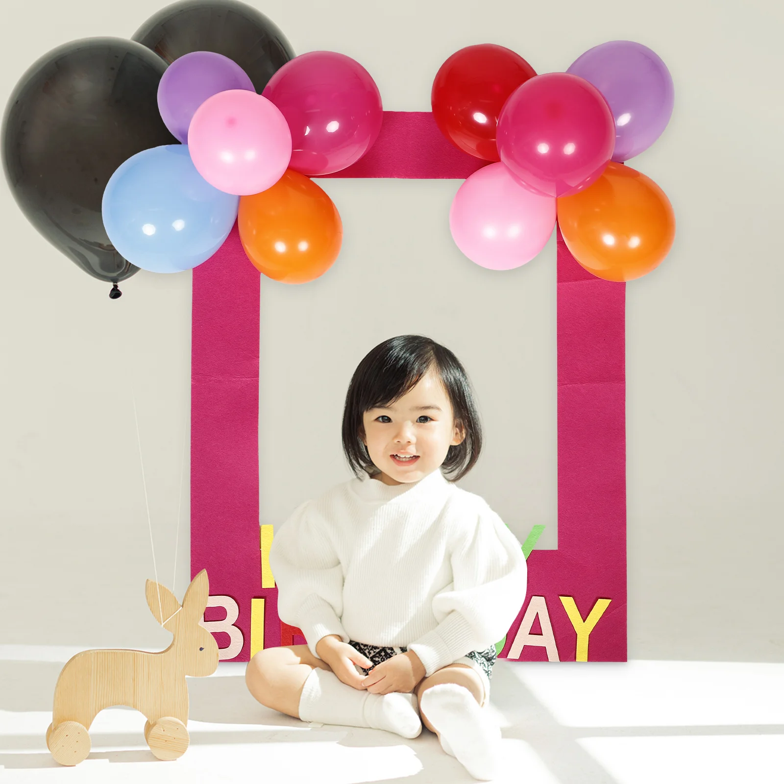 

1Set Fashionable Board Photo Frame Happy Birthday Decoration Baby First Year 100 Days Celebrations Versatile Use