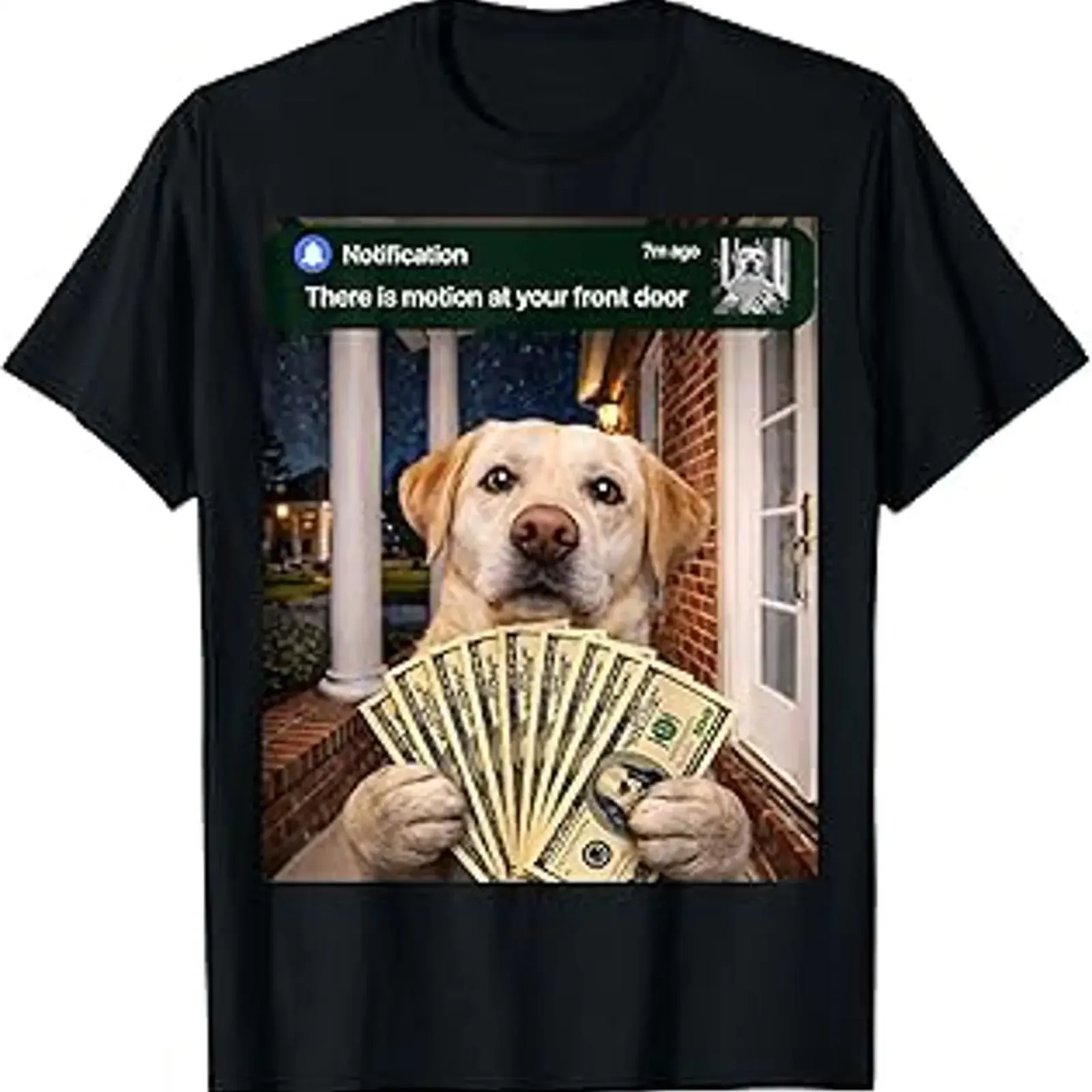 There is Motion at Your Front Door Funny Dog Meme T Shirt vintage Washed homme graphic Comfortable Versatile Stretched