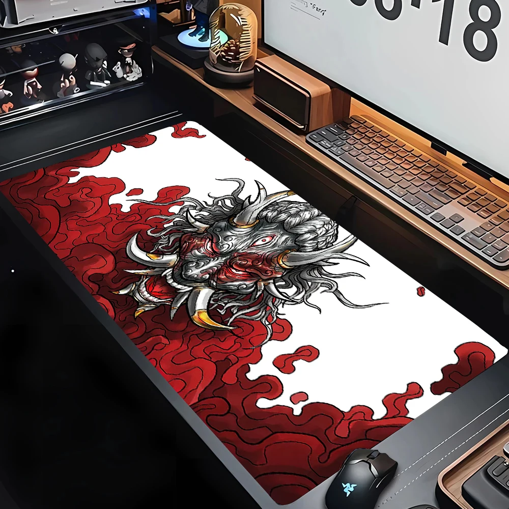 Anime Oni Mouse Pad Gamer Japanese Gaming PC Accessories speed Desk Mat Large Mousepad Xxl Computer Black 400X900 Laptop Mouspad