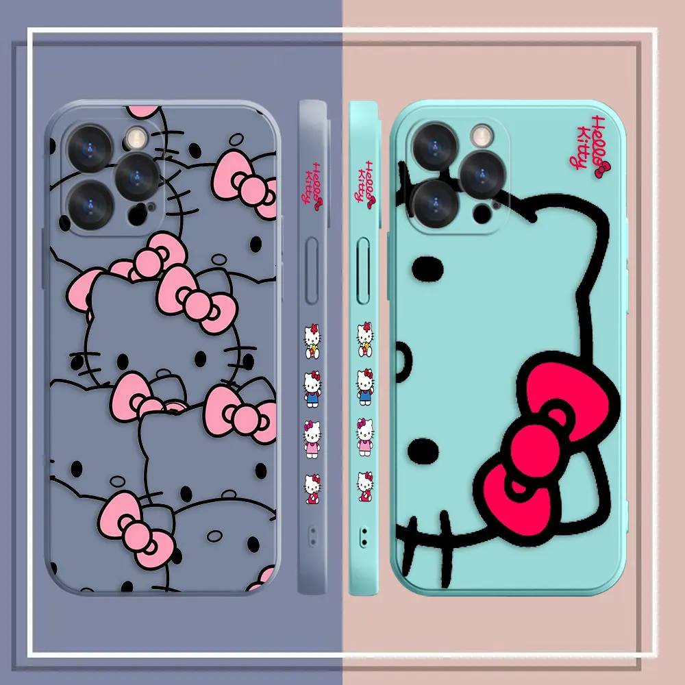 Phone Case For iPhone 14 13 12 11 Pro XS Max Mini X XR 7 8 6 15 Plus Colour Simple Funda Shell Case Anime H-Hello K-Kitty Cat