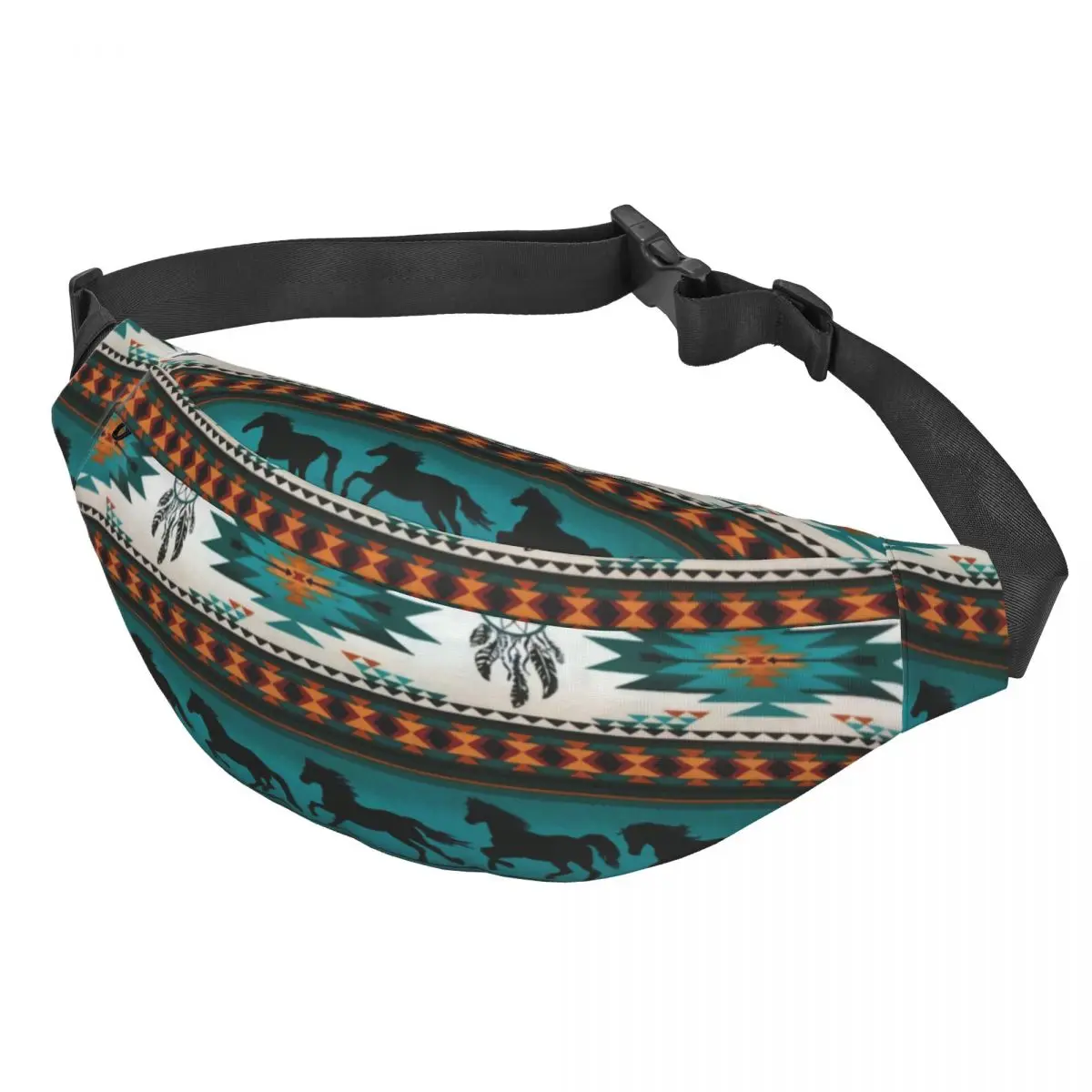 Custom Navajo Aztec Tribal Horse Pattern Fanny Pack for Women Men Fashion Sling Crossbody Waist Bag Traveling Phone Money Pouch