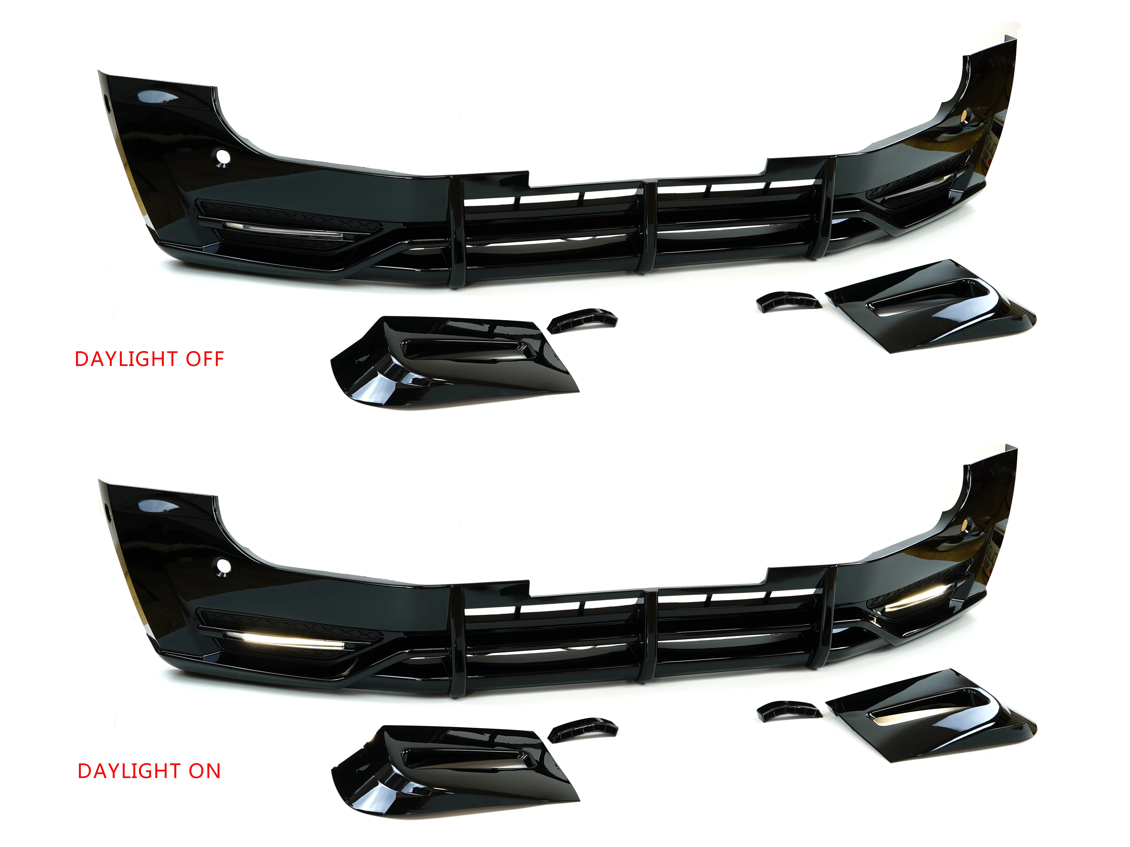 تصميم جديد اكسسوارات السيارات الخارجية طقم الجسم المصد الأمامي الشفة مع مصباح ليد لاند روفر ديفندر 90 110 #5