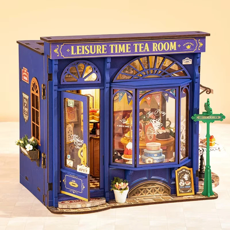 Leisure Time Tea Room DIY Miniature Dollhouse Kit Crafts Hobbies Amazing Gift for Women Children DG171