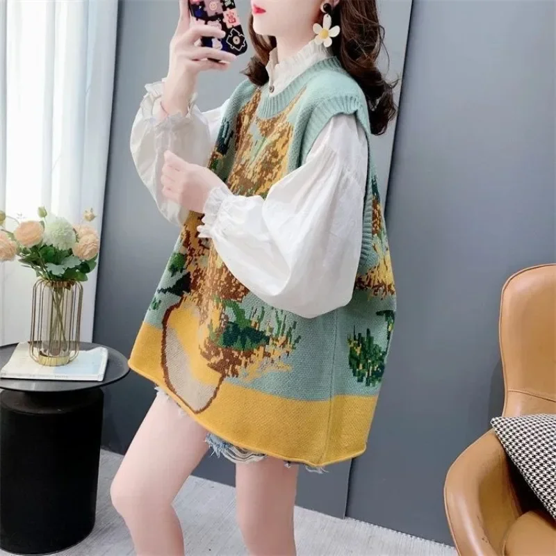 Cute Female Sweater Sleeveless Waistcoat New Knitwear Kawaii Clothing Trend 2025 Women's Knitted Vest Cheap Clothes Outerwears
