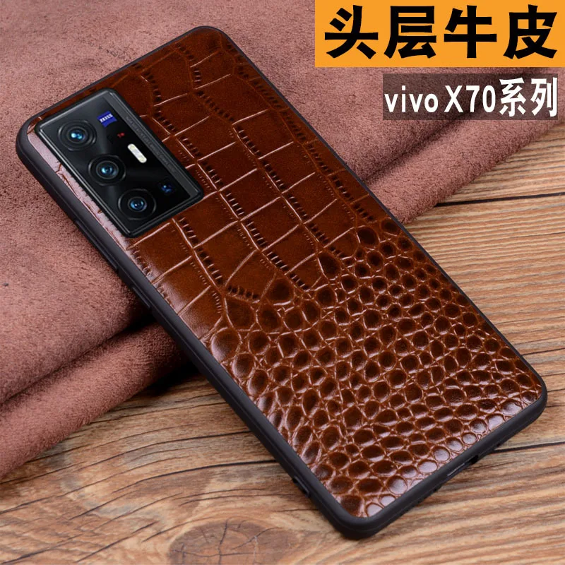 

New Luxury Genuine Cow Crocodil Leather Magnetic Cover Mobile Phone Book Case For Vivo X70 Pro Plus +phone Cases Funda