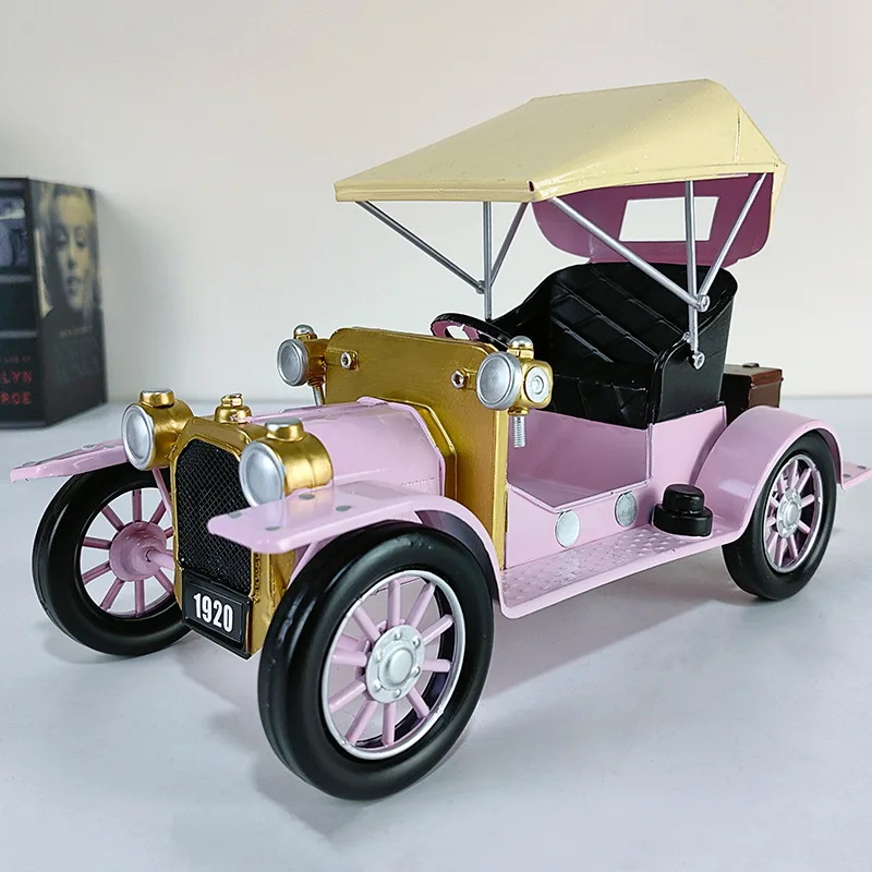 European retro wrought iron classic car model decorative ornament handmade car truck desktop home props