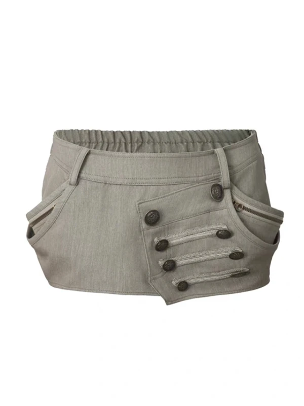 

2026 Autumn Winter Original Y2K Pumpkin Puffy 3D Tailoring Metal Bule Workwear Sle Asymmetric ort Skirt for Women