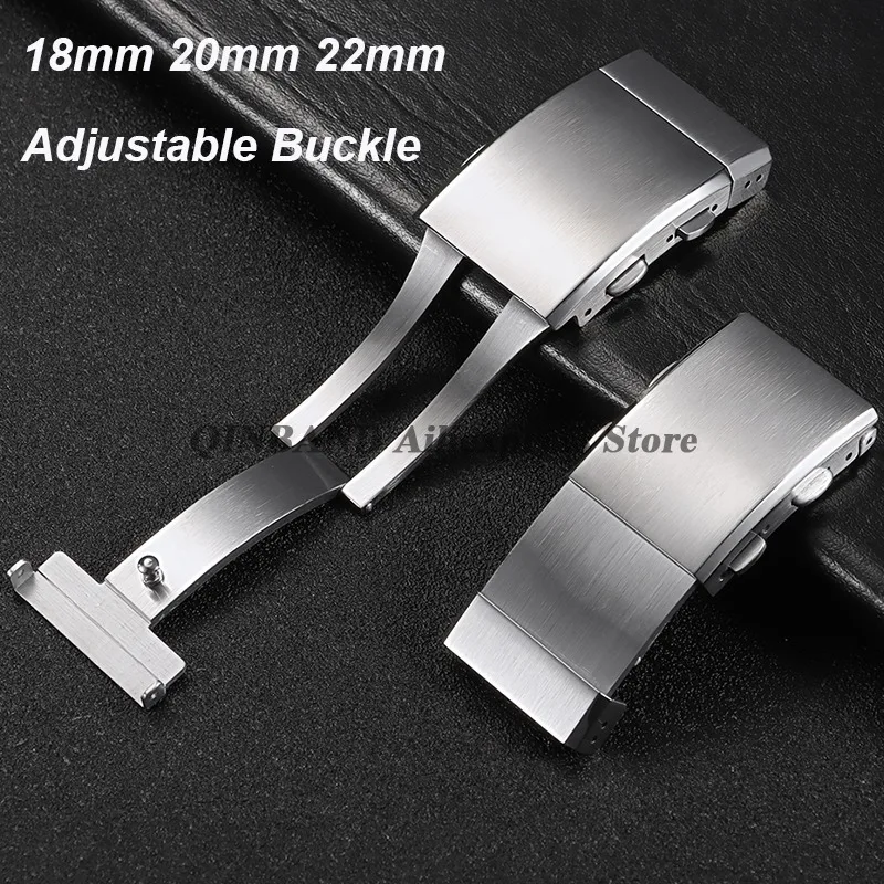 

18/20mm22mm Watch Buckle Luxury 316L Solid Stainless Steel Clasp Brushed Extendable Adjustable Push Button Metal Folding Buckles