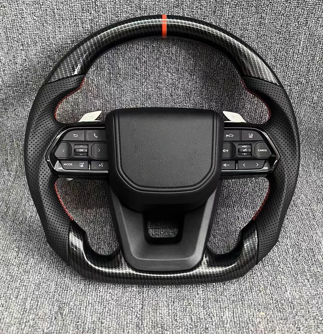 With Shift Paddles Carbon Fiber Leather For Toyota Lexus Land Cruiser 300 GR Sport 2022-2024 Car Steering Wheel Car Accessories view 3