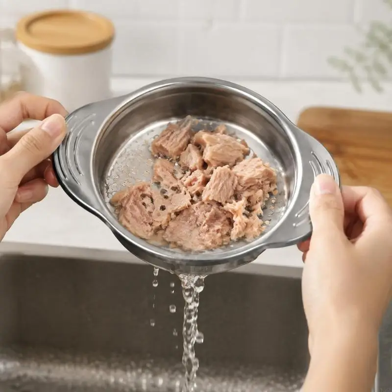 Canned Drainer 2-Pack, Metal Strainers with Perforated Bowls for Holding Canned as Liquid and Oil Move Through Y5GB