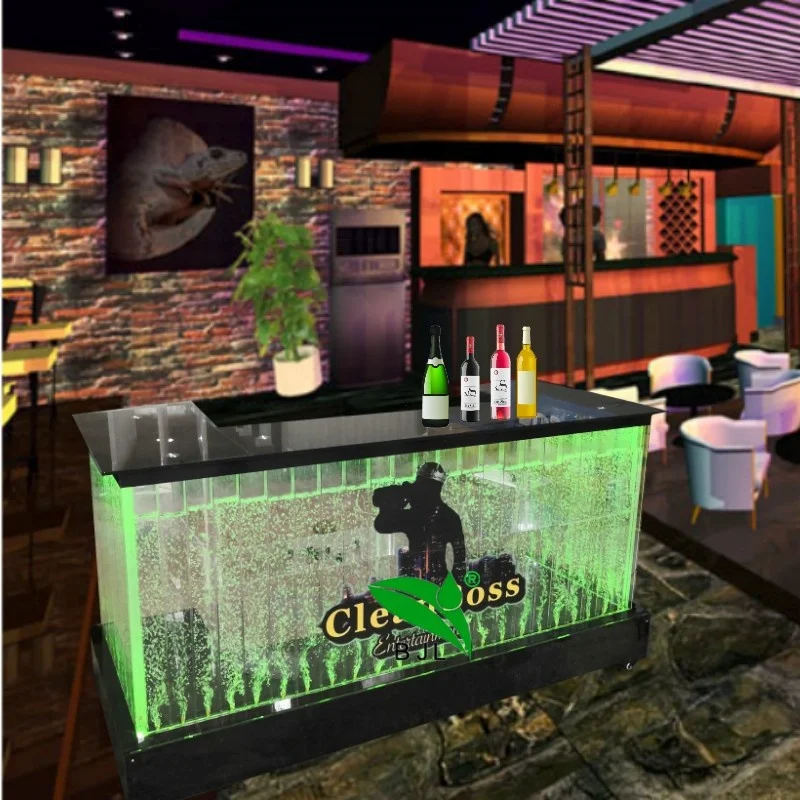 Customization.bar Furniture Customized Modern Movable Led Color Changing Water Bubble Wall Liquor bar Counter