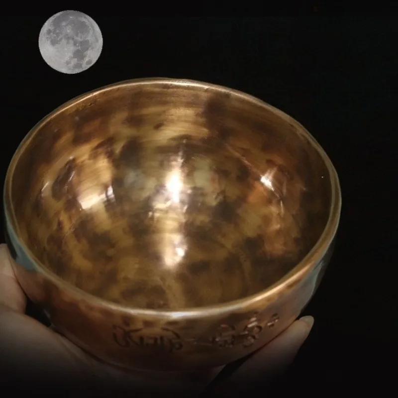 وعاء الموسيقى التبتية النحاس العلاج الأصلي أطباق الصوت نيبال اليدوية البدر جرس الموسيقى المهنية أطباق الصوت البوذية