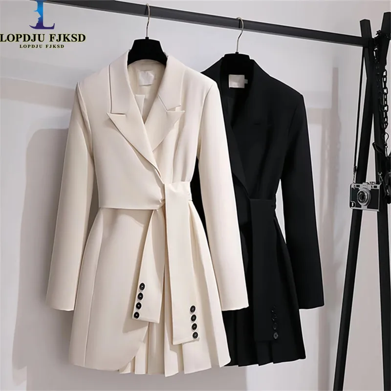 

Open Stitch Suit Set for Women ,Korean Long Coat, Notched Clothing, Female Tops, Raglan Sleeve, Spring, Autumn,2024