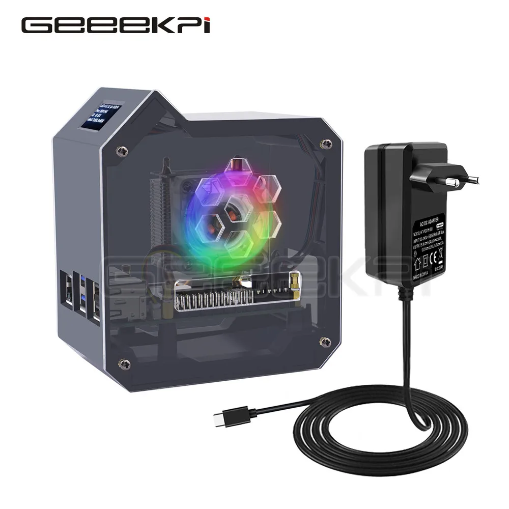 

GeeekPi Raspberry Pi 5 ABS Mini Tower Complete Kit with Cooler Ice Tower 0.96 Screen Dispaly Power Supply for Raspberry Pi5