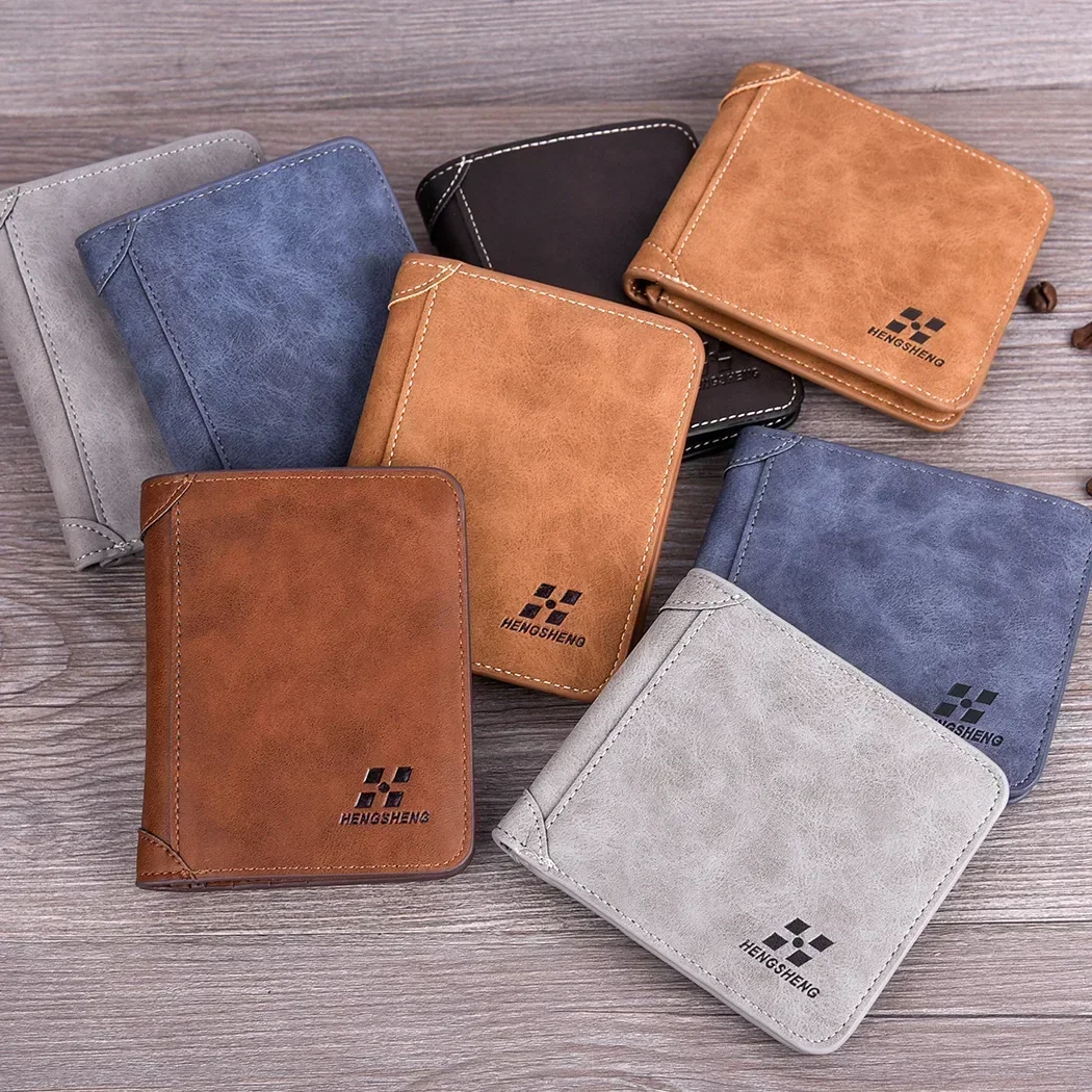 Men Wallet Leather ID Credit Card Holder Clutch Coin Purse Luxury Brand Wallet Frosted Short Wallets  Men Wallet Coin Pocket