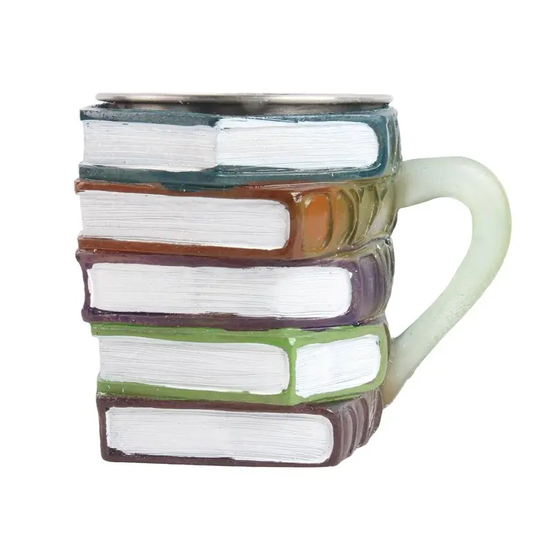 SEWS-Book Cup,Coffee Mug 3D Painted Design, Funny Cups, Library Style, Desk Or Bookshelf Decoration
