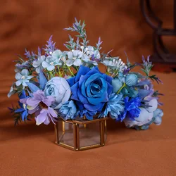 New Fashion Blue Silk Flower Headhoop Artificial Flowers Headband Wreath Hair Hoop Headbands Holiday Party Hair Accessories Gift