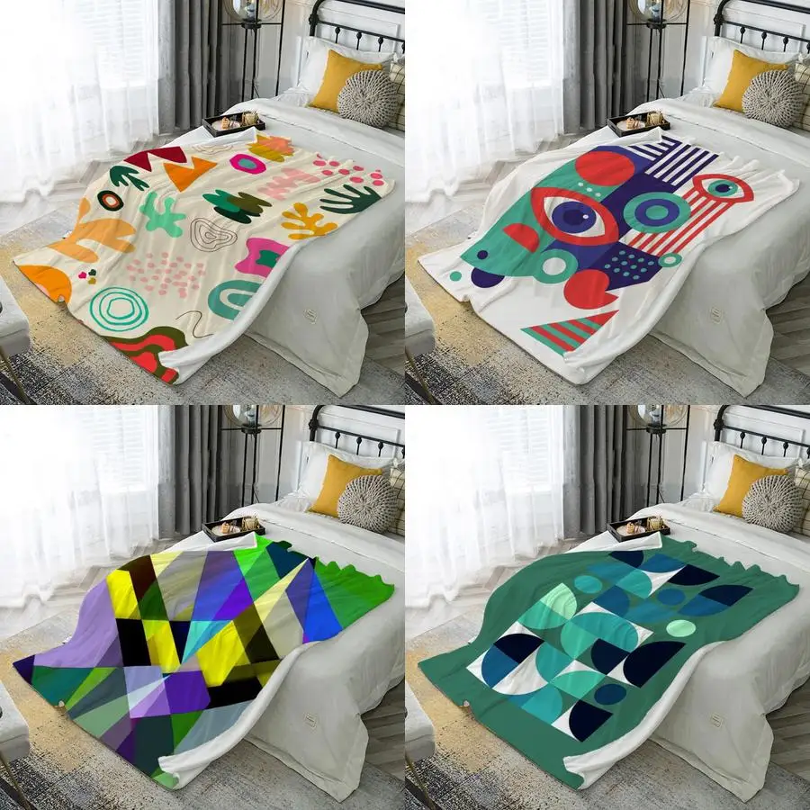 

Одеяло с геометрическим узором, фланелевое одеяло из микрофибры, одеяло для спальни, гостиной, дивана, мягкое и удобное украшение для дома