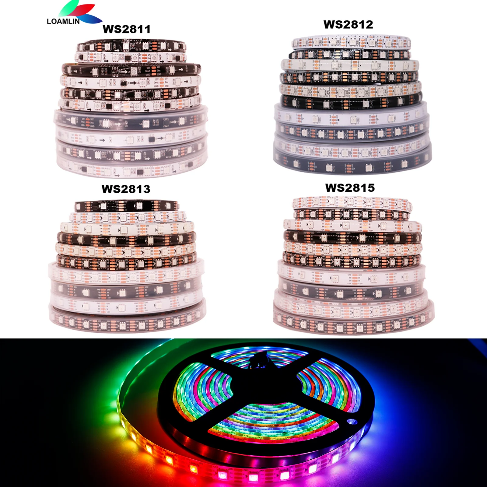 WS2811 WS2812B WS2813 WS2815 30/60/144Leds/m RGB LED Strip Light WS2812 Individually Addressable Tape Light DC5V/12V IP30/65/67