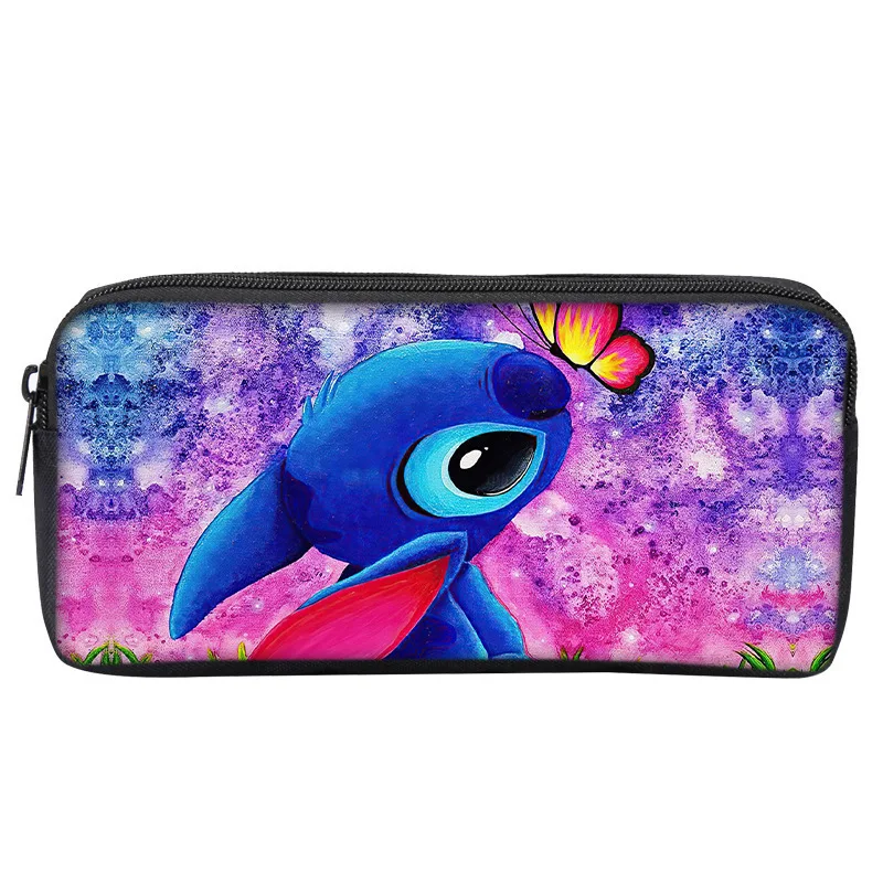 Bolsa de bolígrafo de puntada de Anime de Disney, bolsa de almacenamiento de lápices de gran capacidad, bolsa de papelería para estudiantes y niños, bolsas de maquillaje con estampado de dibujos animados