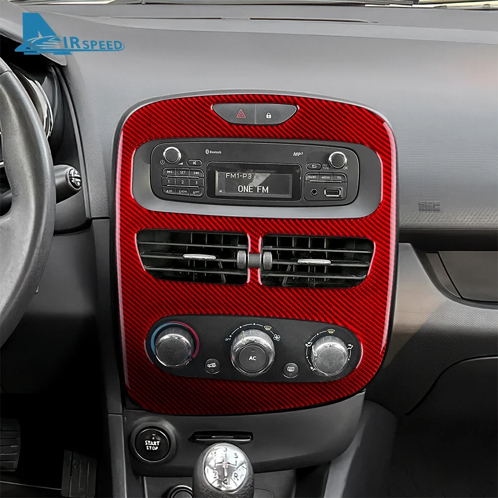 

Настоящая мягкая наклейка из углеродного волокна с левым рулем для Renault Clio 3 2013 2014 2015 2016 2017 2018, центральная панель управления автомобиля, интерьер