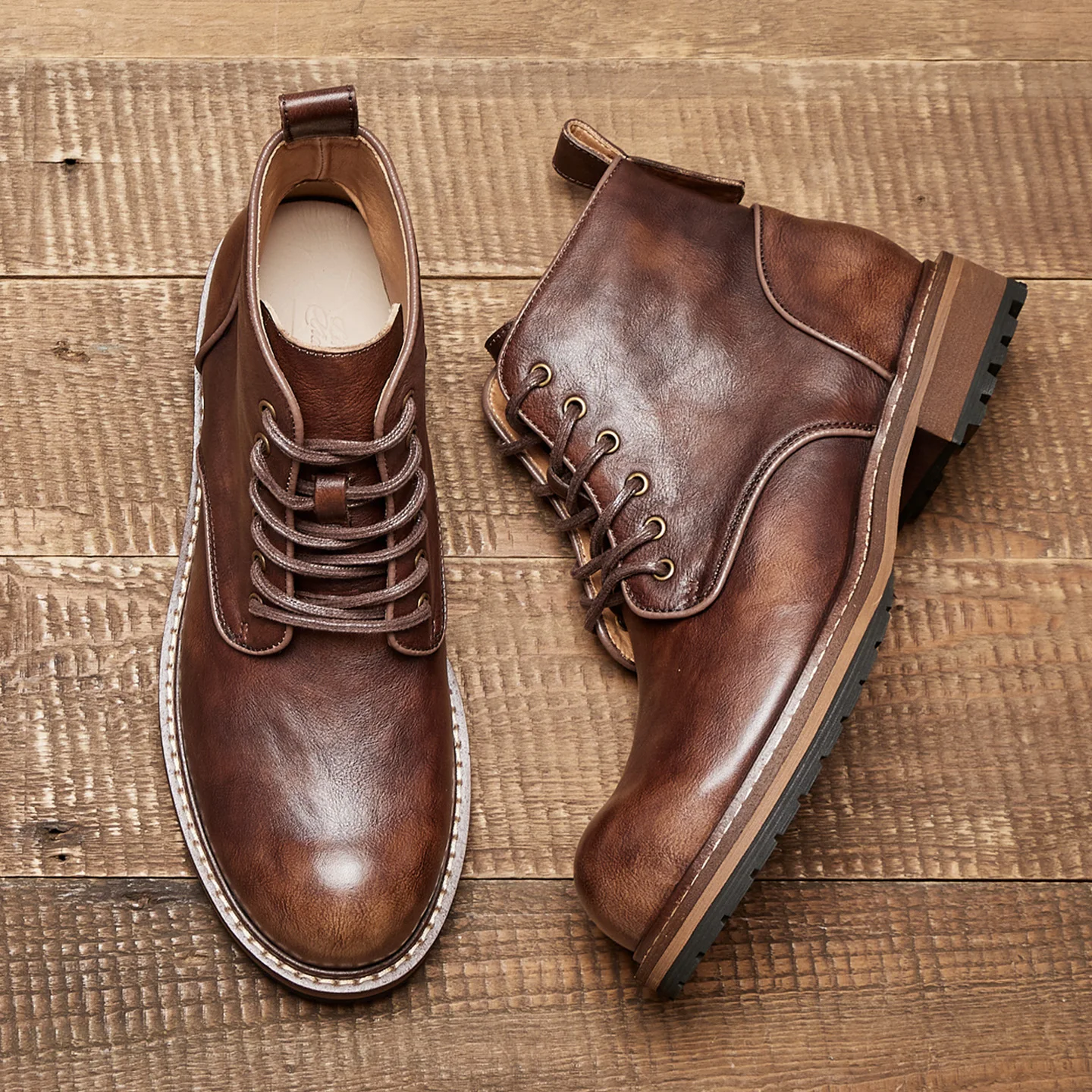 

Теплые мужские высокие ботинки на флисовой подкладке, рабочие ботинки в британском стиле, короткие ботинки, ботинки из натуральной кожи