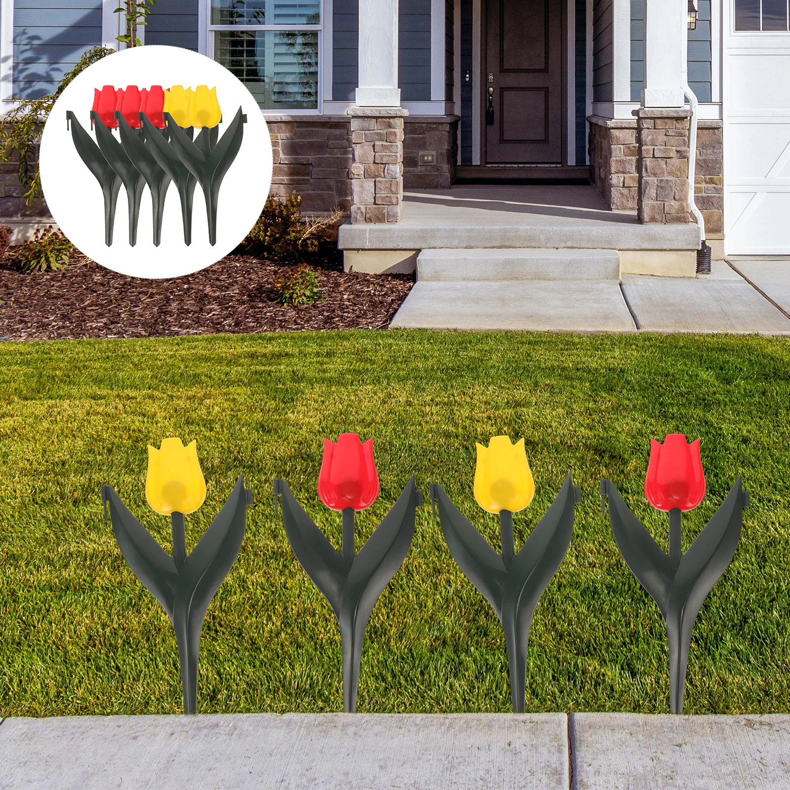 

1 set Flowers Fence Borders Plastic Decorative Tulip Yard Edging Fences Patio Landscaping Fence Panel Balcony Courtyard