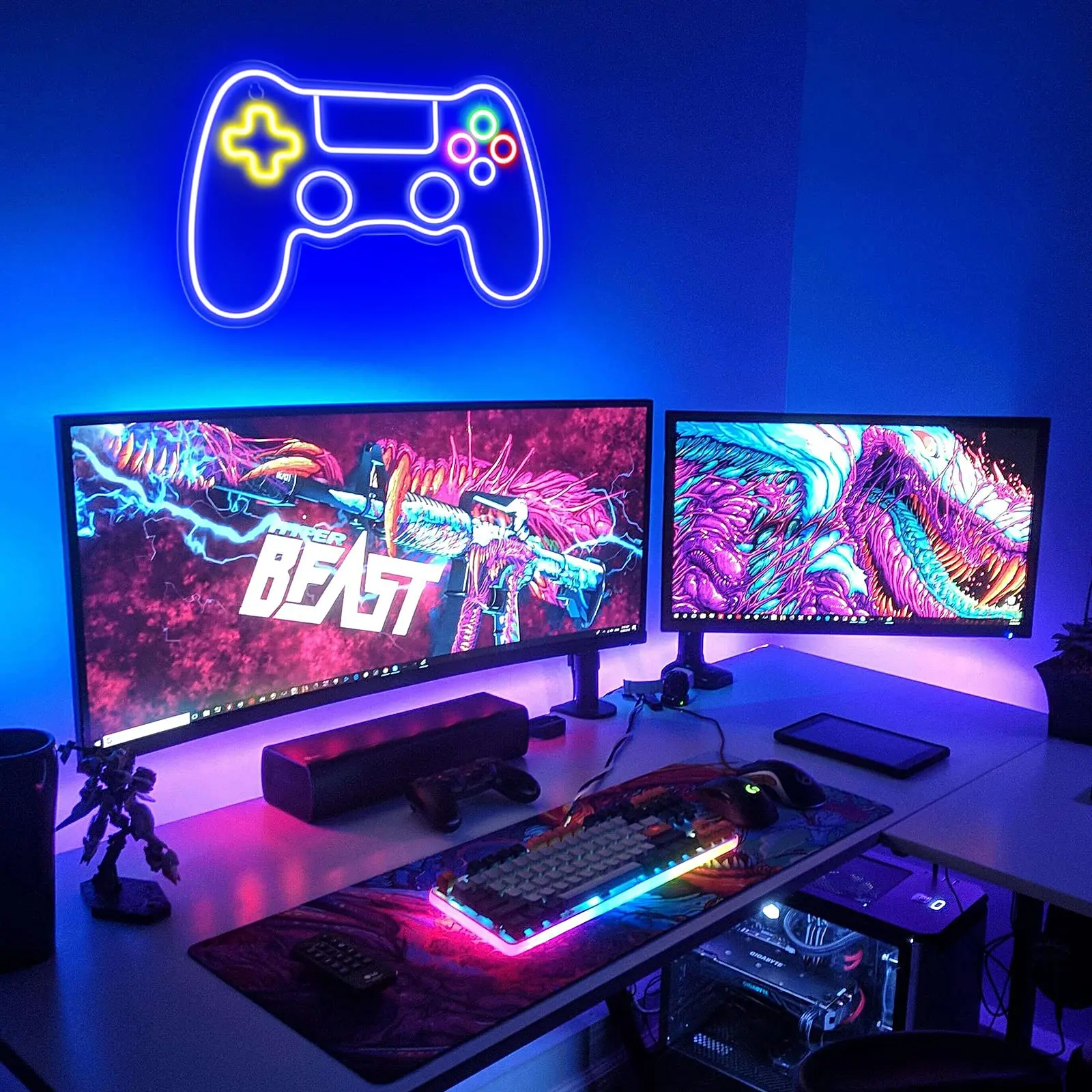 

Gamer Neon Sign, Game Controller LED Sign for Gaming Room Decor - Game Neon Sign for Teen Boy Gaming Lovers Room Decoration Sign
