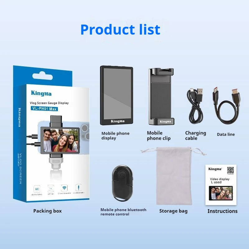 KingMa PH01 Selfie Monitor Magnetic Screen Smartphone Rear Camera Travel Selfie Stick for Screen Vlog Video Live Stream