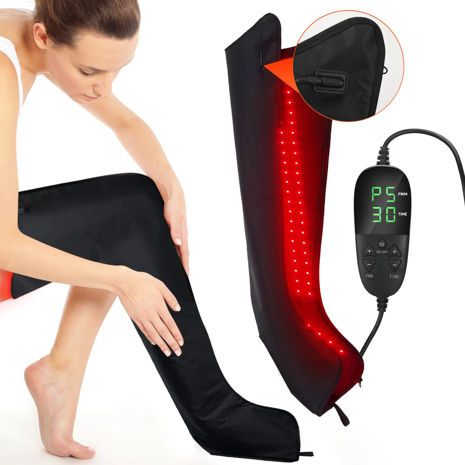 Red Light Heating Leg Therapy Boots Infrared Warm Therapy Wraps for Full Legs Home Sports Recovery Knee & Leg Massager