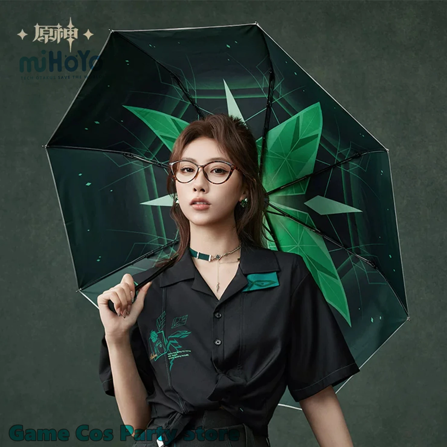 [Genuine] Alhaitham Thematic Impressions Sun Protection Folding Umbrella Genshin Impact Cosplay Prop Acrylic Pendant UPF 50+