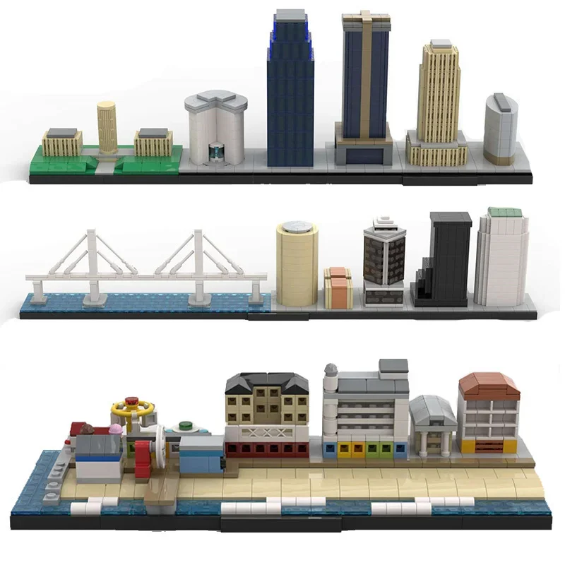 Bricklink MOC City Skyline architektura Brugia Toronto Madryt Frankfurt Pisa Guadalajara zestawy klocki zabawki dla dzieci prezent