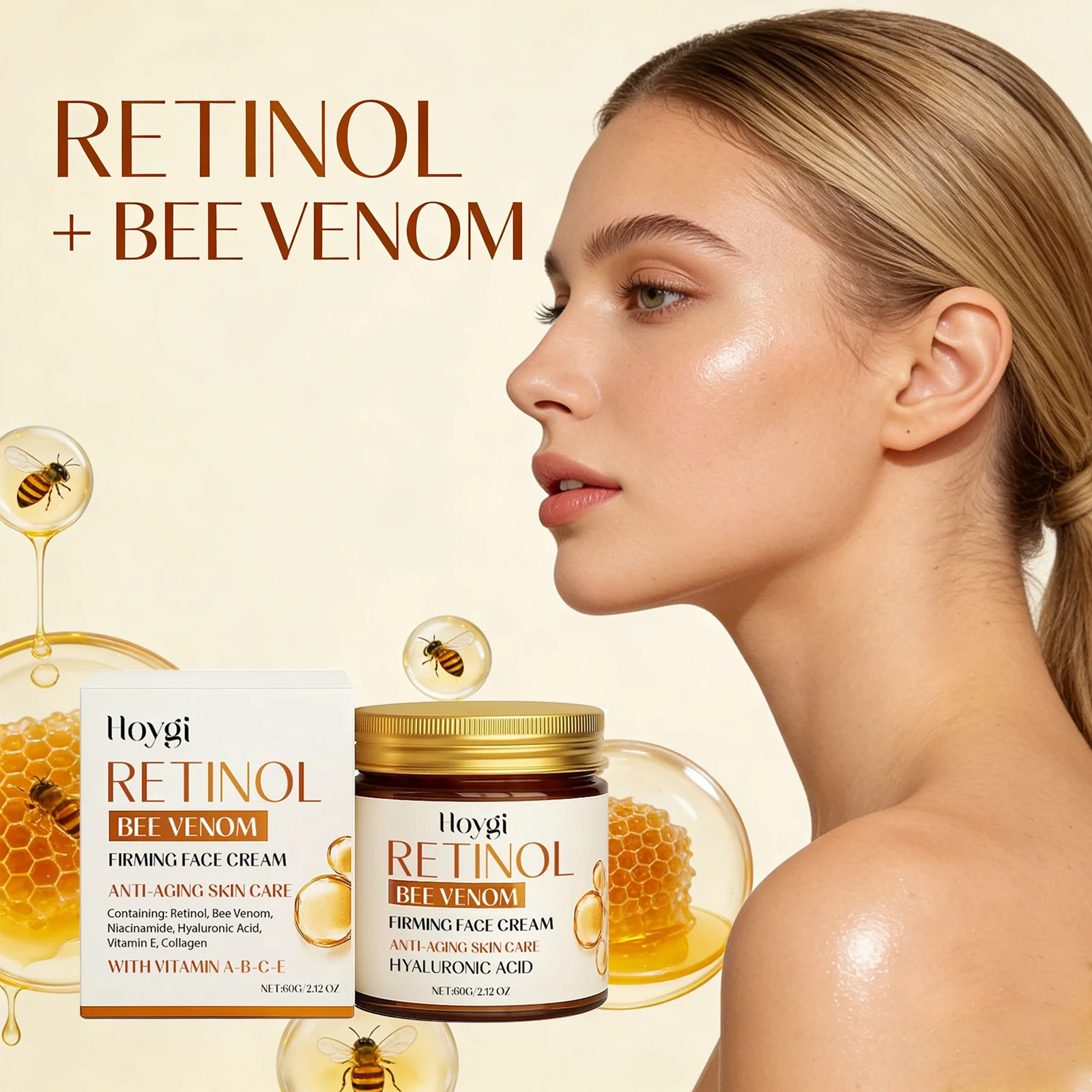 

Retinol Bee Venom Cream for Face Tightening Lifting Reduce Dryness Improve Elasticity Moisturizing and Firming Cream